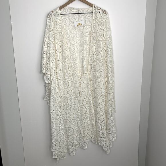 Marie Oliver White Alix Wrap Boho Coverup Cardigan Womens One Size Kaftan - Picture 1 of 14